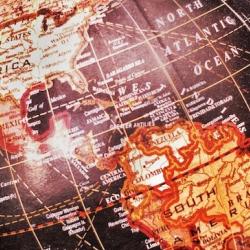 A globe showing South America