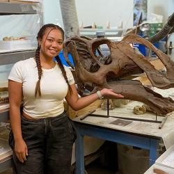 Maria Grace Burton in the DMNS prep lab