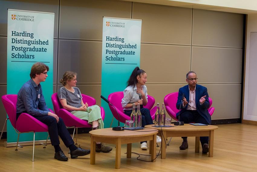 Depth of research and the interdisciplinary nature of the Harding Distinguished Postgraduate Scholars Programme at a celebration of the initiative at St Catharine’s College. The Pro-Vice Chancellor for Education interviewing Harding Scholars about their research