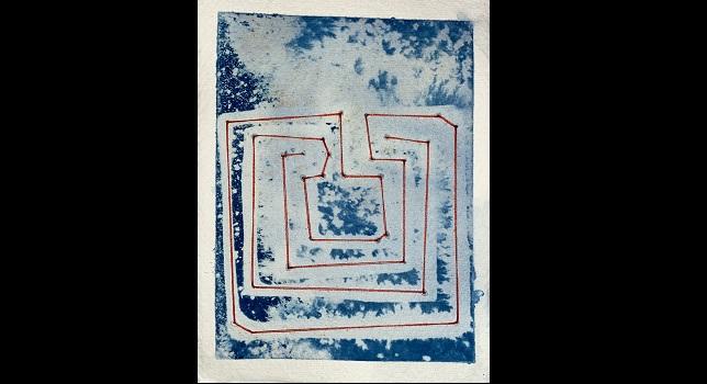 "Ariadne", an embroidered cyanotype by Francesca Garner