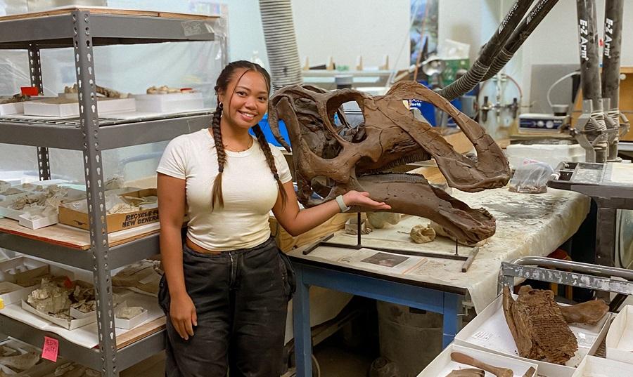 Maria Grace Burton in the DMNS prep lab