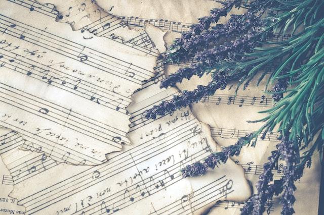 Overlapping pages of sheet music